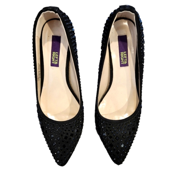 Black Rhinestone Kitten Heels - Picture 2 of 3